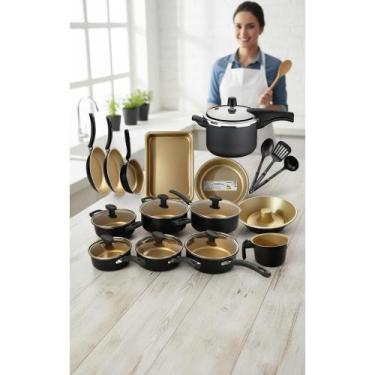 Imagem de Conjunto Panelas 17 Peças Antiaderente + Panela Pressão 4,5L - Congrat