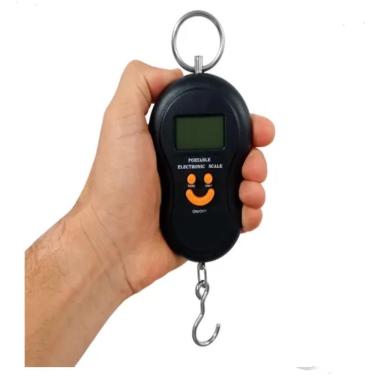 Imagem de Balança Digital Portátil 50kg Mão Portátil Gancho com Função Tara para Bagagem e Pescaria Preto Yeet