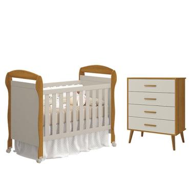 Imagem de Berço Americano Danny E Cômoda Gaveteiro Isis Areia Savana Acetinado - Reller