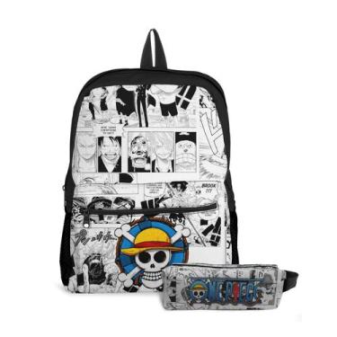 Imagem de Kit Mochila com Bolso e Estojo Escolar Infantil One Peace Menina e Men