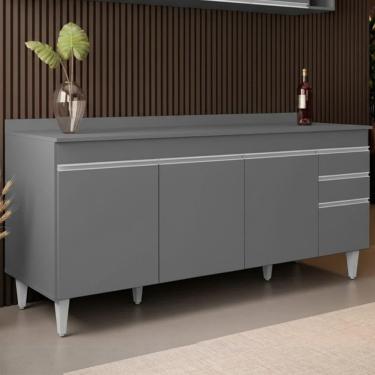 Imagem de Balcão de Cozinha para Pia com Tampo 180cm Dallas Cinza     - Lumil