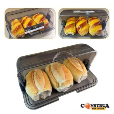 Imagem de Porta Pão Fumê Armazenador Com Tampa Articulável Profissional Para Pãe