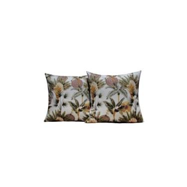 Imagem de Kit Capas Almofadas 45 x 45 Tecido Algodão Estampa Floral Conjunto 2 P