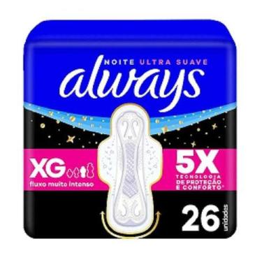 Imagem de KIT 3 ABSORVENTE ALWAYS NOTURNO XG 31cm SUAVE COM ABAS 26UNID
