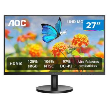 Imagem de Monitor Profissional AOC 27", 4K, IPS, Adaptive-Sync, HDR 10, Flicker 