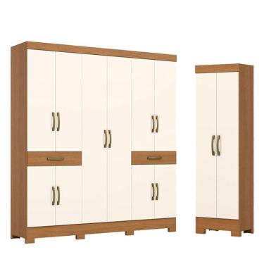 Imagem de Guarda Roupa Casal 10 Portas 02 Gavetas B384 Com Armário Multiuso 2 Portas 3 Prateleira...