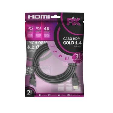 Imagem de Cabo hdmi 2 metros 1.4 4k ultra hd pix 018-0214