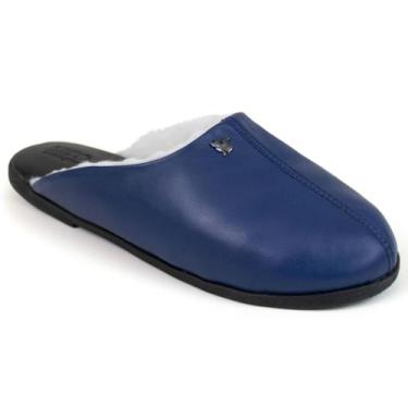 Imagem de Pantufa de couro forrada em lã sintética Gramado Ref.:439 - Fiero, Azu