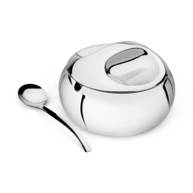 Imagem de Açucareiro com colher em aço inox 9cm - Tramontina - Tramontina Inox, 