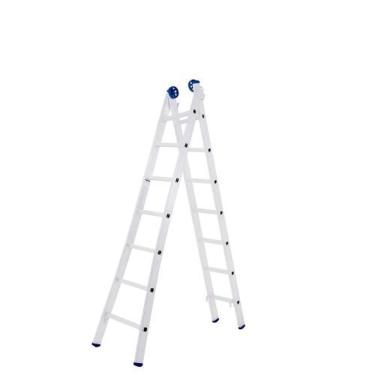 Imagem de Escada de Alumínio Extensiva Escada Extensiva Mor 2x7 2,2 a 3,65M 7 Degraus com Trava Automática Dobrável Suporta Até
