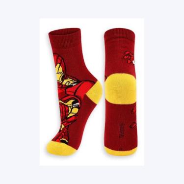 Imagem de Meia Cano Médio Infantil Vingadores Marvel Urban Lupo, Vermelho, 30 a 