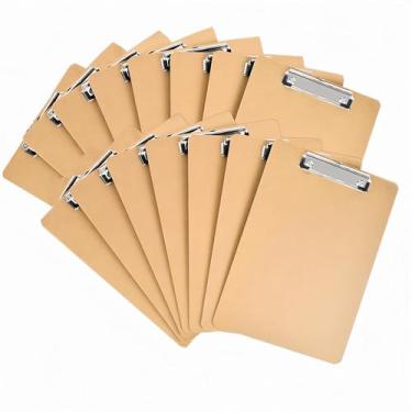 Imagem de Pacote com 15 pranchetas de madeira 23 x 32 cm tamanho carta marrom - 