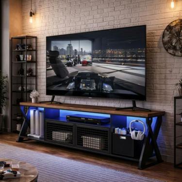 Imagem de Rack Gamer Com Led Estilo Industrial Telado Para Televisão até 60 Pole
