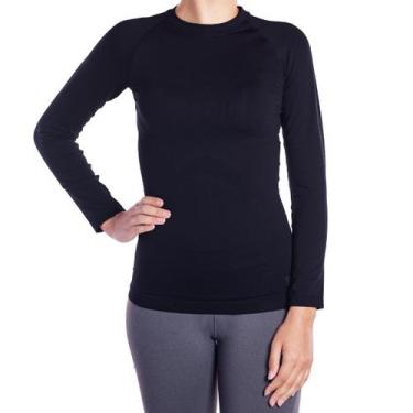 Imagem de Camiseta Feminina Sem Costura Manga Longa Térmica i-max Lupo, G, Preto
