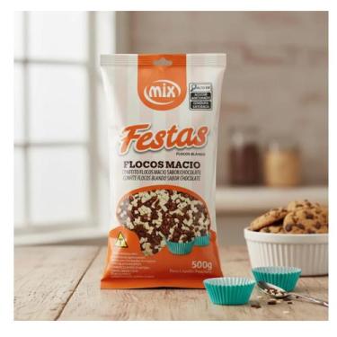 Imagem de Confeito Flocos Macio Mesclado Chocolate Branco e ao Leite Gourmet 500