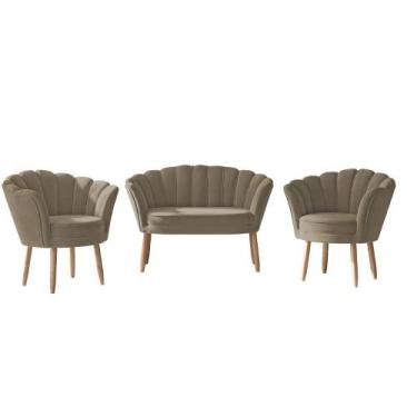 Imagem de Kit 02 Poltronas Flor + Sofá 02 lugares para Sala Balaqui - Balaqui De