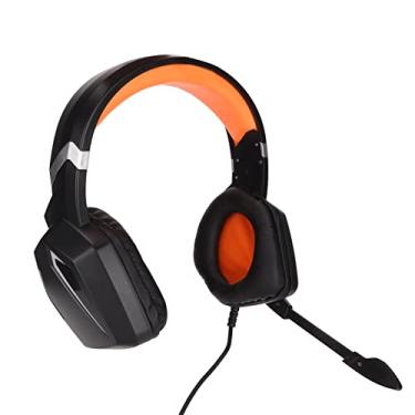 Imagem de Fone de ouvido para jogos com fio, preto laranja dinâmico RGB estéreo jogo sobre a cabeça fone de ouvido ergonômico para PS4 para Xbox
