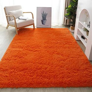 Imagem de Lifup Tapete de Área Antiderrapante Retangular Macio Fofo, Tapete Desgrenhado de Pelúcia Aconchegante, Decoração para Casa para Sala Quarto Laranja 80 x 160 cm