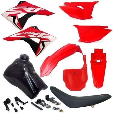 Imagem de Kit Plástico Carenagem Number X cell Crf 230 2007 2008... Tanque 7 Litros