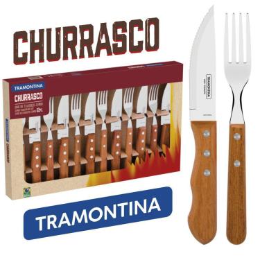 Imagem de Faqueiro Churrasco Tramontina 12 peças Jumbo Cabo de Madeira