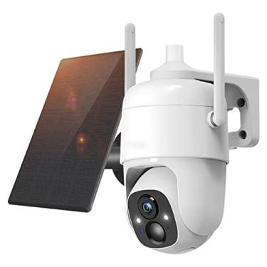 Imagem de Câmera de segurança externa sem fio movida a energia solar, detecção de movimento PTZ 2.4G WiFi AI PIR, câmera de visão noturna colorida 1080p, conversa bidirecional