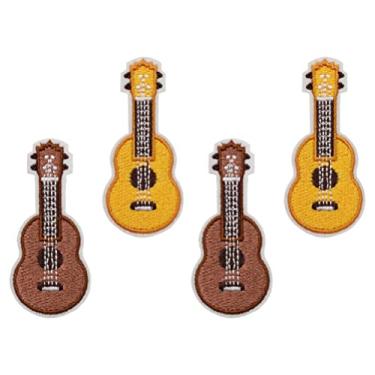 Imagem de 4 Pcs Broche De Guitarra Remendo De Costura De Pano Ficar Em Remendos Patch Decorativo De Strass Patch Para Jeans Remendo De Guitarra Bordado Aluna Cavaquinho Acessórios Ferro