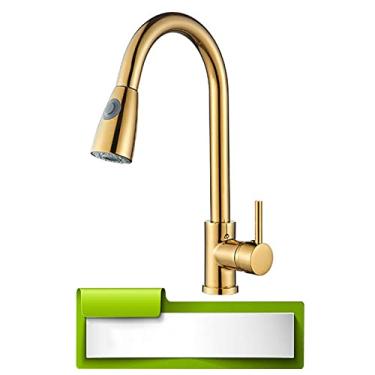 Imagem de Torneira de cozinha preta de furo único, bico de pia de cozinha misturador de córrego cabeça de pulverizador 360 rotação torneira misturadora de água quente e fria, ouro A, China