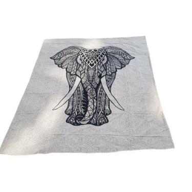 Imagem de Colcha Indiana Casal Cangão Gigante  2,30X2,10 Elefante Bege - Canga E