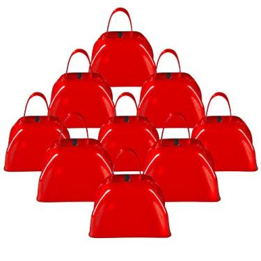 Imagem de ArtCreativity Barulho Cowbell de metal vermelho de 7,6 cm – Pacote com 12 – Barulhadores de barulho com alças, ótimo para jogos de futebol, eventos esportivos, véspera de Ano Novo, para crianças e adultos