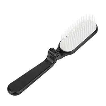 Imagem de Pente de escova dobrável de vários bolsos, escova de cabelo escova alisadora de cabelo (preto)
