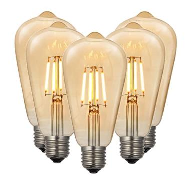 Imagem de Combo Kit com 5 Lâmpadas Luminária Filamento de LED ST64 4W 14cm 2200K