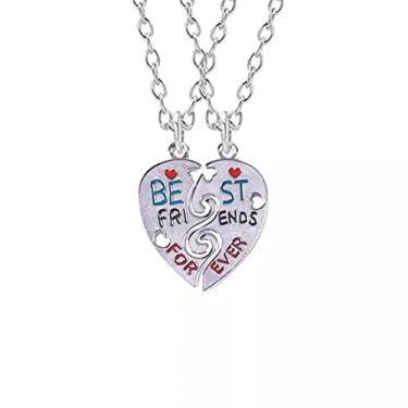 Imagem de CNBPIC 2 Peças Conjunto Melhor Amigo Colar de Metal Pingente Colega de Classe Amizade Joias Presente