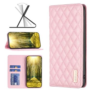 Imagem de Capas de telefone com slots de cartão de luxo Samsung Galaxy A54 5G capa de couro com suporte magnético clipe de carteira de negócios à prova de choque capas para Samsung A54 5G (rosa, Samsung A54 5G)