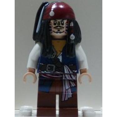 Imagem de Jack Sparrow (cabe a dupla face canibal) Lego do conjunto #4182 Piratas do Caribe Minifigure