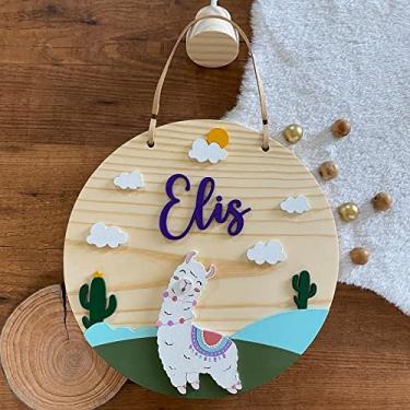 Imagem de Porta Maternidade - Flâmula Lhama e Cactos