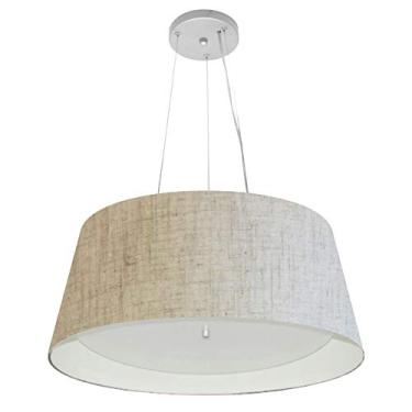 Imagem de Lustre Pendente Cone Cúpula Duplo Tecido 25/60x50 cm, Vivare Iluminação, Pendente4015 RSTBR, Rustico/Branco, Grande