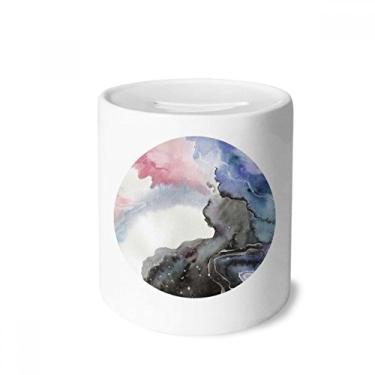 Imagem de DIYthinker Caixa de moedas de cerâmica com sombreamento abstrato de tinta aquarela porta-moedas presente