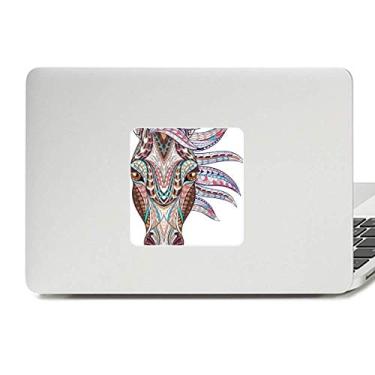 Imagem de Adesivo de vinil com design de cavalo colorido estilo mosaico para laptop decoração de PC