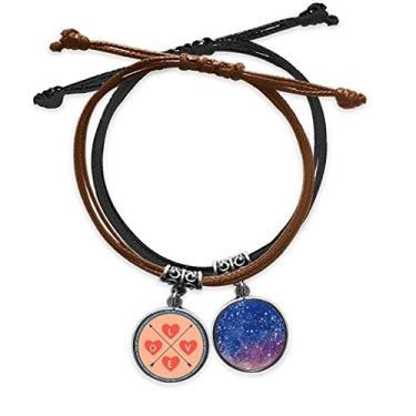 Imagem de DIYthinker Pulseira de couro com corrente de mão para o Dia dos Namorados Rosa Azul Céu Estrelado