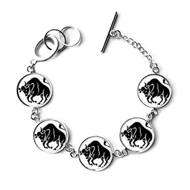 Imagem de DIYthinker Constelação Touro Signo Zodíaco Pulseira Corrente Pingente Joias