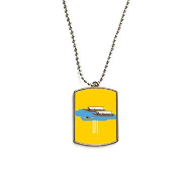 Imagem de DIYthinker Colar com pingente de identificação de cachorro de aço inoxidável com desenho turístico cambojano