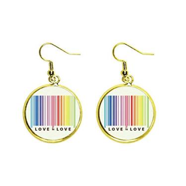 Imagem de Brinco de argola dourada com pingente de orelha de consulta igual colorido arco-íris joia feminina