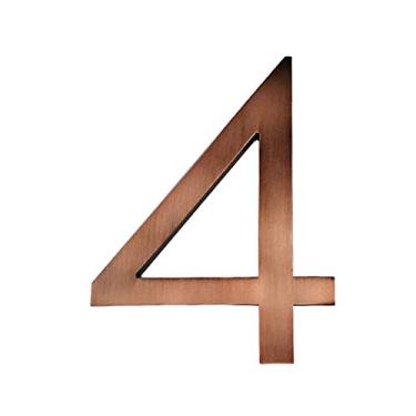 Imagem de Número de placa de casa flutuante 3D de 15 cm, grande número envelhecido bronze sinalização moderna de edifício, número de porta ao ar livre, placa de endereço 0-9, liga digital, montagem de parafuso, antiferrugem