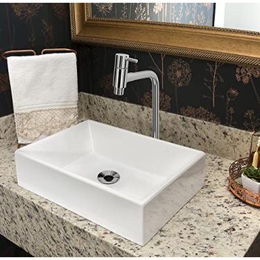 Imagem de Kit Cuba Torino Sobrepor Branco com Torneira DL08 e Válvula ABS Cromado