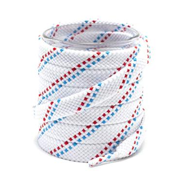 Imagem de Cadarços de sapato Shoemate para tênis e sapatos esportivos com 4 agulhas de sapatos, 12 White/Red/Light Blue, 54"(137cm)