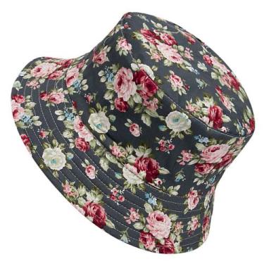 Imagem de Chapéu Floral Bucket Hat Preto Dupla Face Boné Balde 2 Em 1 - Empório