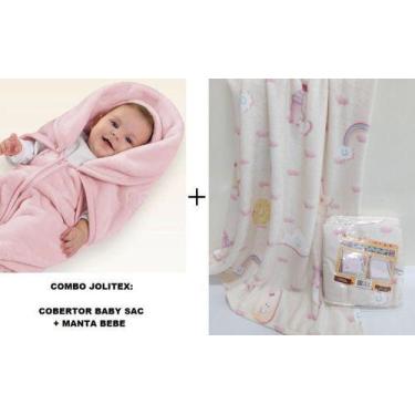 Imagem de Kit Jolitex Enxoval ! Cobertor Baby Sac + Manta Bebe Menina