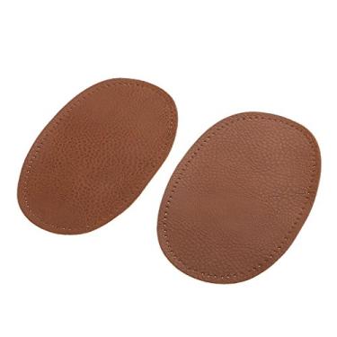 Imagem de Costurar em imitação de couro oval joelho para reparo e decoração de suéteres em roupas, jeans e calças, 1 par - café