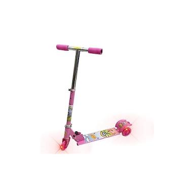 Imagem de Patinete Infantil 3 Rodas Dobrável Com Luzes Menino Menina (Rosa)