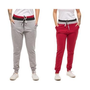 Imagem de Kit com 02 Calças de Moletom Feminina Skinny Saruel Confort-Feminino